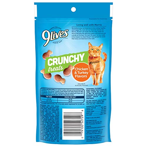 9Lives Crunchy Cat Treats, Chicken & Turkey Flavor, 2.1 Ounce Bag (Pack Of 12) #TOP1