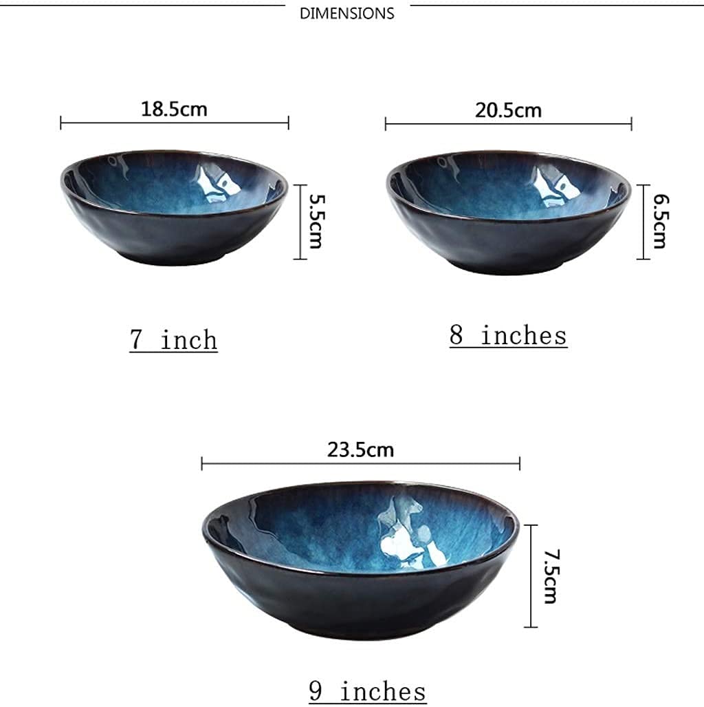 ERoomQ Pasta Bowls Vintage Ceramic Salad Bowl Ceramic Bowl Household Soup Bowl Irregular Tableware Salad Bowl Pasta Bowl Fruit Bowl [7 Inches 8 Inches 9,