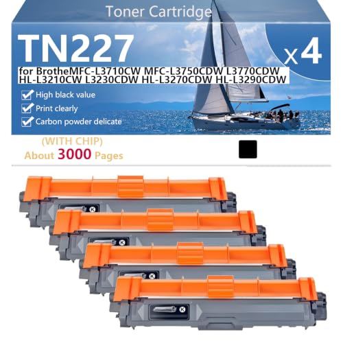Cartouche de toner TN227 noir haute capacité compatible Brother MFC-L3750CDW HL-L3210CW 4 pack