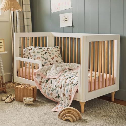 Image of Little Unicorn Toddler Bedding 3-Piece Set | Includes Comforter, Crib Sheet & Pillowcase | Soft & Breathable Muslin Fabric | for Convertible Cribs & Toddler Beds (Butterflies)
