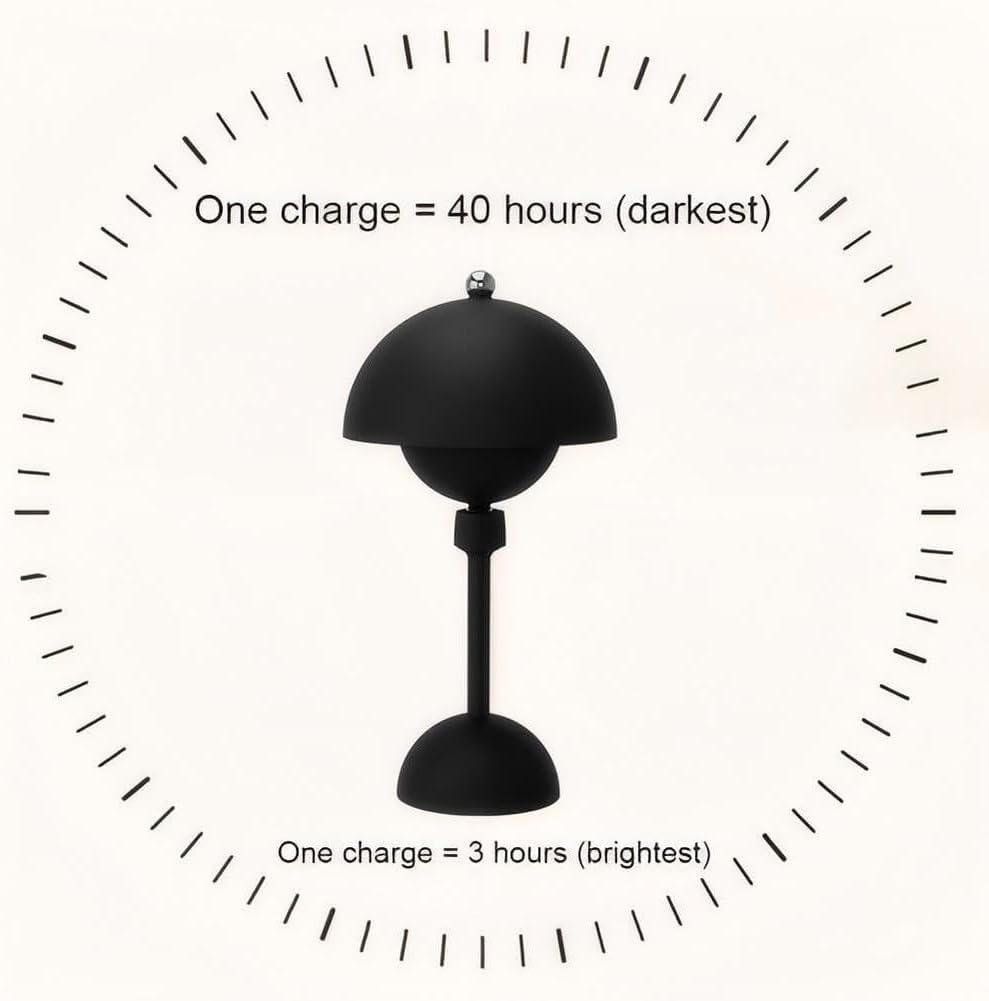 Lámpara de Mesa LED inalámbrica Recargable con Control táctil - Aplique de Pared Ajustable de 4 W con Soporte magnético, Sala de Lectura y Estudio, Color Negro.