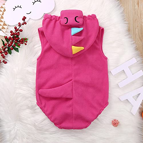 Newborn Baby Girls Boys Dinosaur 𝐂ostume Cute Halloween Romper Sleeveless Zip Up Onesie Fleece Hooded Bodysuit3