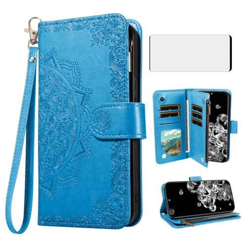 Coque Samsung S20 Ultra 5G anti-choc avec porte-carte bleu Asuwish