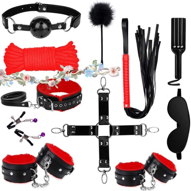 11 Pezzi in Pelle Indoor Sport Combinazione Set, tra Cui Racchetta, Manette E Manette - D4