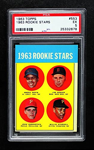 1963 Topps # 553 Rookie Stars Willie Stargell / Jim Gosger / Brock Davis / John Herrnstein Houston / Boston / Philadelphia / Pittsburgh Colt 45s / Red Sox / Phillies / Pirates (Baseball Card) PSA PSA 5.00 Colt 45s / Red Sox / Phillies / Pirates