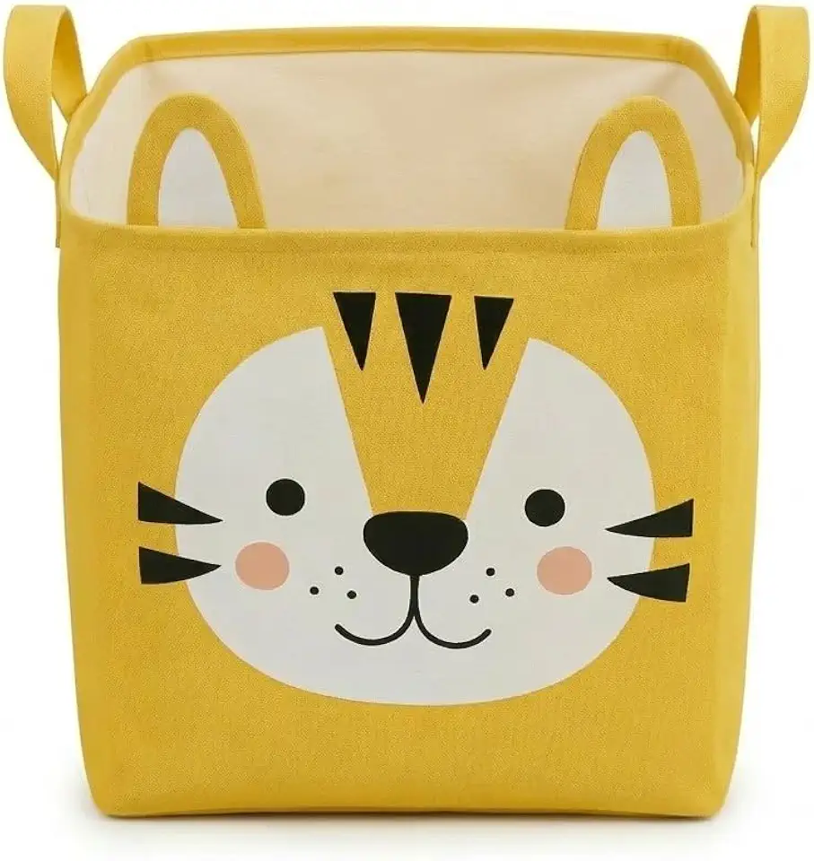 Cesto Organizador Infantil Dobrável Para Brinquedos E Roupa Suja Prático Para Quarto E Área Kids (Tigre (amarelo))