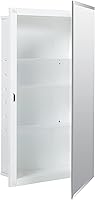 Vista 6 de American Pride Botiquín de puerta con espejo para montaje empotrado, 16.1 in x 26.2 in, cuerpo de acero, blanco