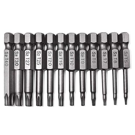 Torx Screwdriver Bit Set, PTSLKHN S2 Steel Magnetic Security Tamper Proof Star 6 Point Screw Driver Kit Tools, 12PCS 1/4" Hex Shank T5-T40 50mm Length, Perfect for Ikea Type Furniture