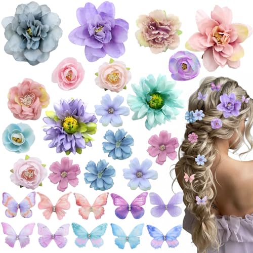 Set 28 Pzas Pinzas de Mariposa y Flores, Accesorios miniatura 1