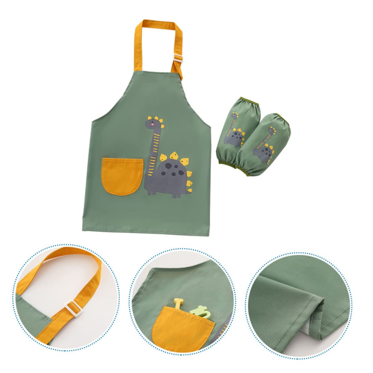 Abaodam tablier pour enfants jolie housse de manche bavoirs tablier bebe tablier repas bebe blouse verte pour enfant l'art des enfants verts dans l'ensemble chiffon