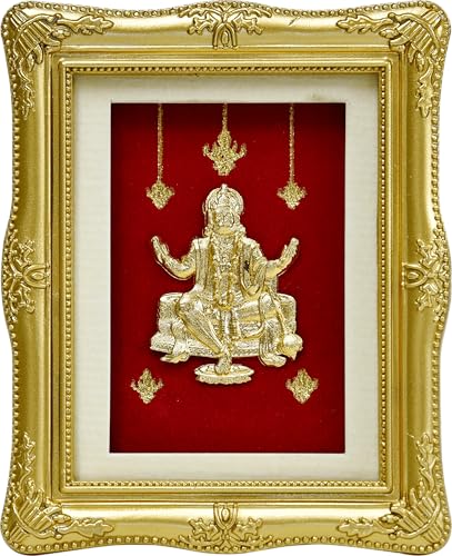 Image of EKA Divine Series Hanuman Ji - 24kt Gold Foil Blessing Tabletop | Vastu Positive Decor for Strength & Faith | Auspicious Gift for Hanuman Jayanti, Weddings & Celebrations (7.5 cm x 9 cm)