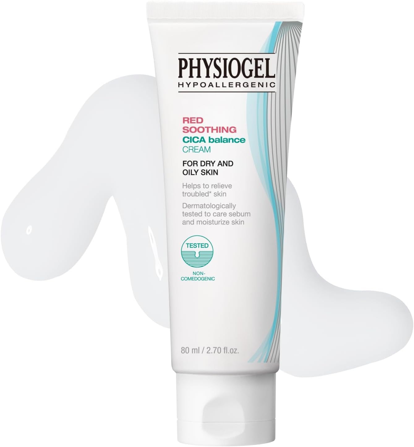 Physiogel Red Soothing Cica Balance Cream, Calming Face Moisturizer with Centella Asiatica, Reduces Visible Redness, For Dry, Oily & Sensitive Skin, 2.7 fl. oz.