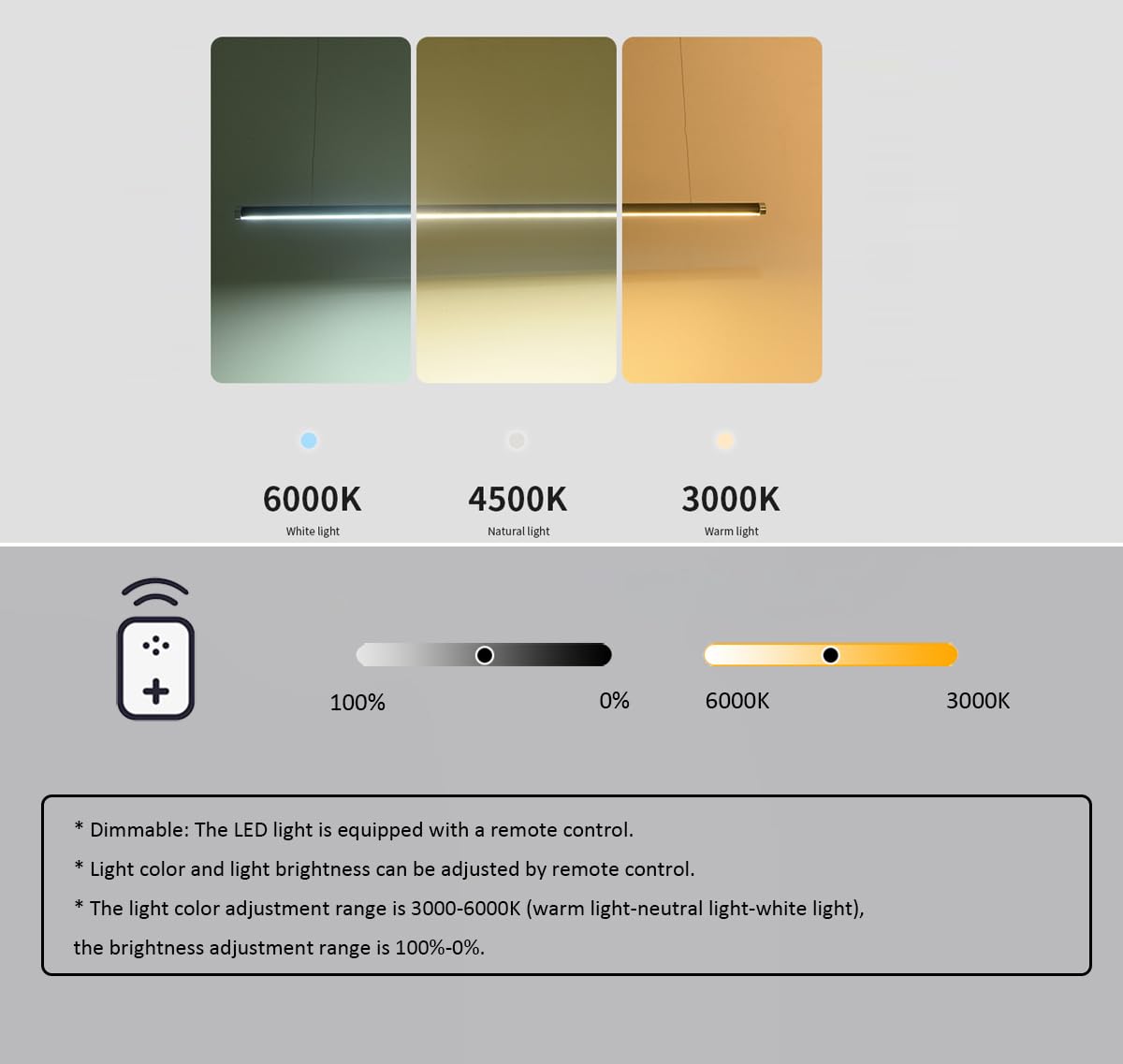 Lampadario a Sospensione dimmerabile con Telecomando, Moderna Lampada a Sospensione Regolabile in Altezza per Sala da Pranzo, Cucina, Ufficio e Bar, Oro 150 cm