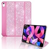 Leuhiove Bling Case for iPad (A16) 11th Generation 11 Inch 2025, iPad 10th Generation 10.9 inch 2022,Sparkle Glitter Rhinestone Stand Protective Cover，Hard Back Support Touch ID Shell Cover (Pink)