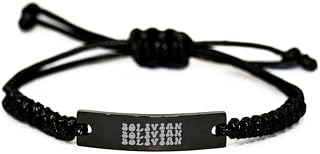 Bolivian Bolivia Pride Bracelet, Gifts, Black Rope Bracelet, Jewelry for Men and Women, Christmas, Stocking Stuffer
