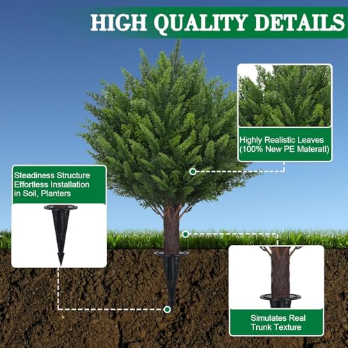 Image of AOKIIE Artificial Cedar Topiary Bushes 24 inch with Ground Spike 2PCS