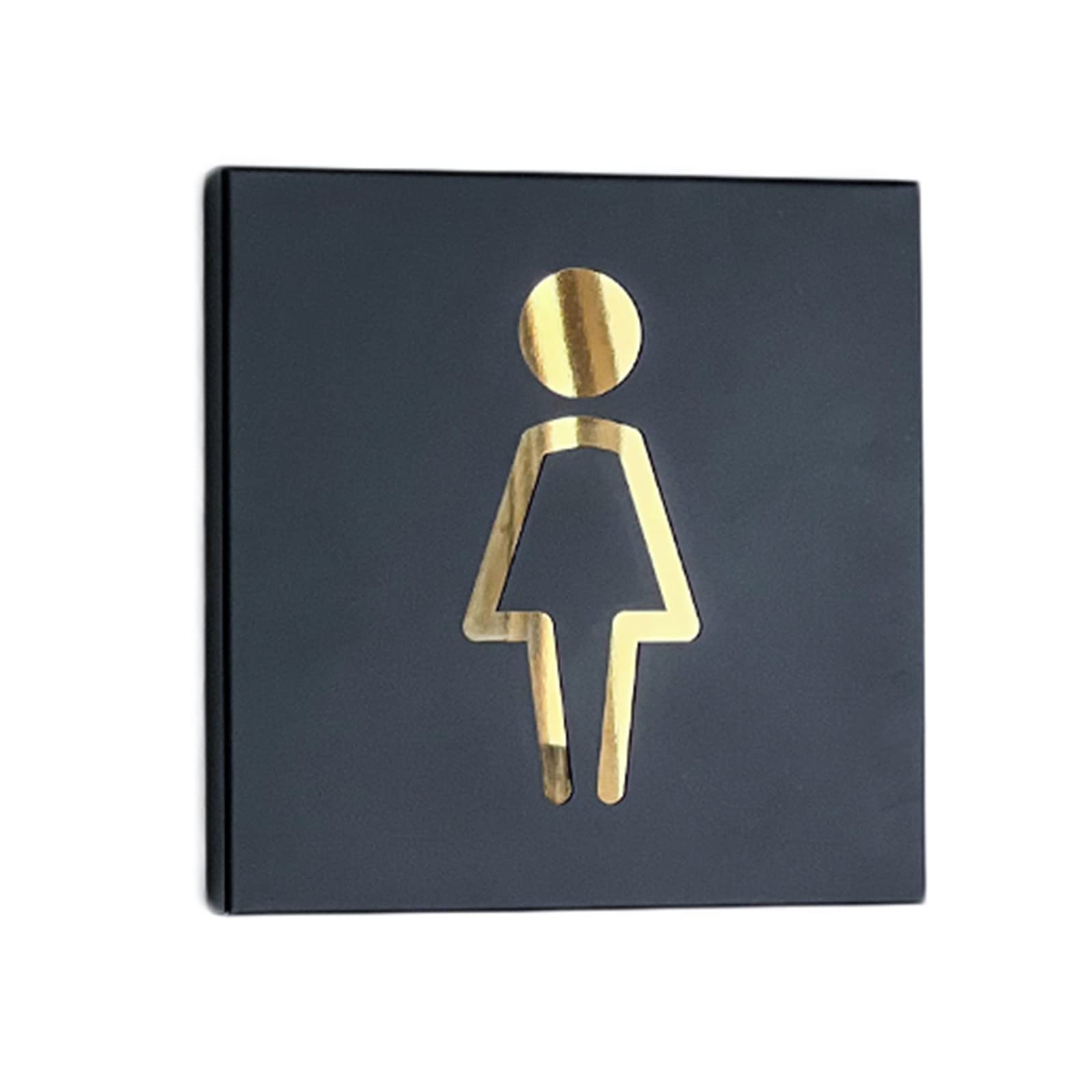 VNVFJKLO restroom sign, Stainless Steel Men and Women Bathroom Door Sign Decor, Black 8 Inch Square Symbol for a Restroom, for Offices, Businesses, and Restaurants(B)