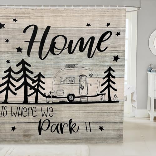 RV Happy Camping Waterproof Shower Curtain 72x78 inches