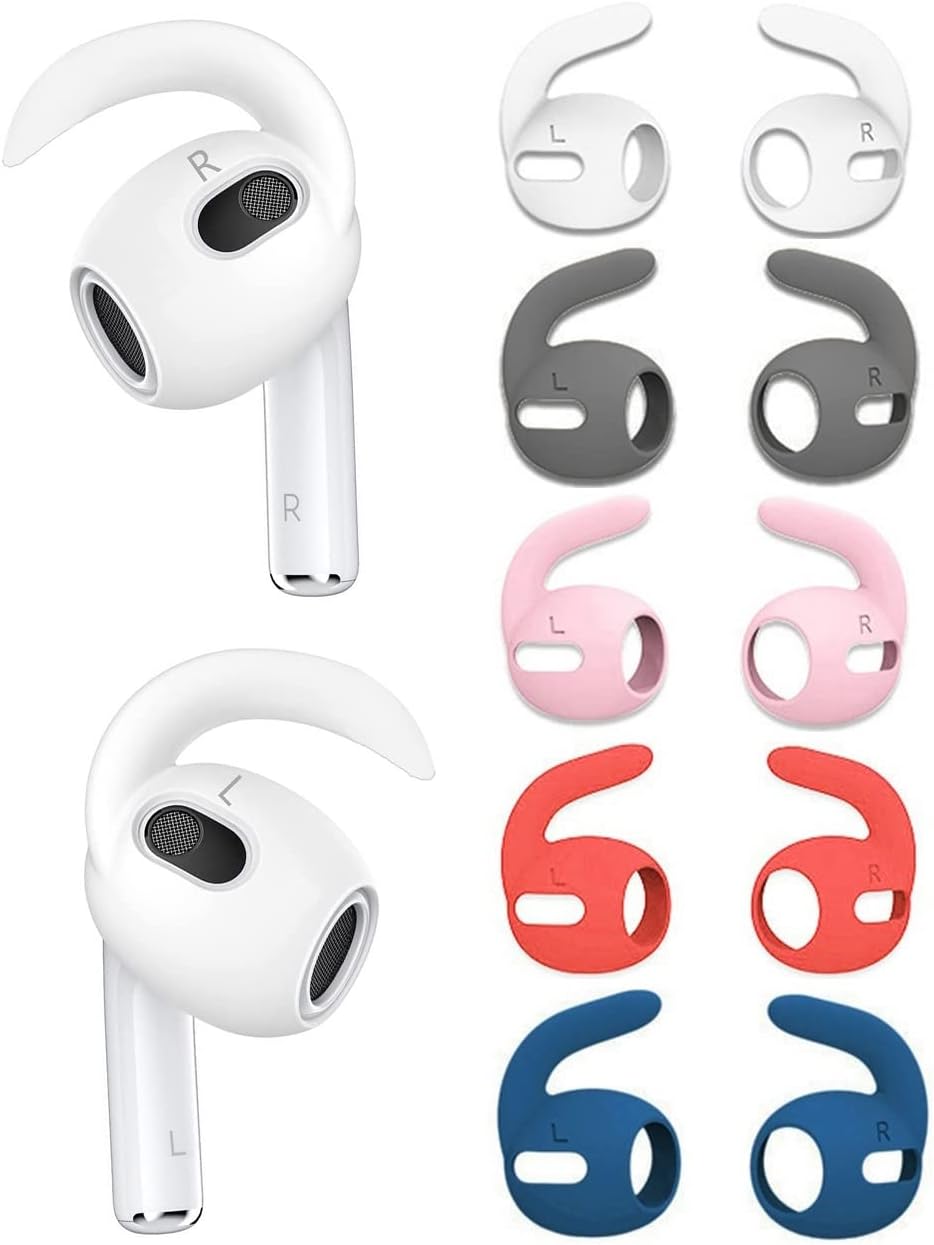 JNSA 5 Pairs Ear Hooks Compatible with AirPods 3rd Generation, Earhook Accessories Compatible with AirPods 3, 5 Colors 5 Pairsn (a35c5p)
