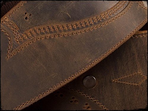 Anthology Gear Walk The Line Vintage Full Grain Leather Guitar Strap - For Electric, Acoustic, And Bass Guitars Whiskey Brown Color #TOP4