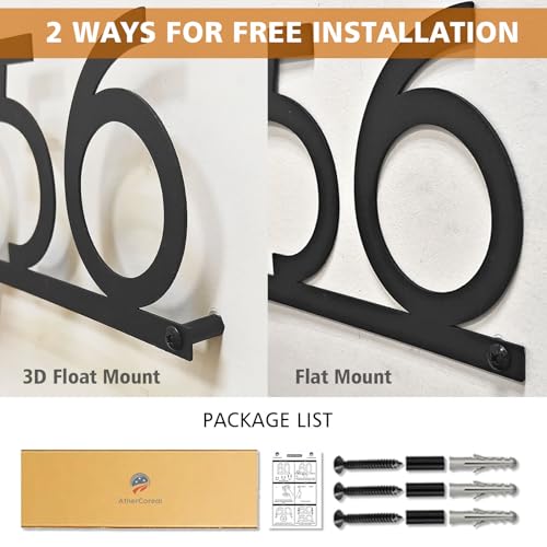 Image of House Numbers for Outside House Custom Metal Address Numbers Sign Rustproof | 14-Gauge Galvanized Steel Powder-Coated 3D Shadow Effect Installation Personalized Address Signs Plaque Multiple Colors Sizes