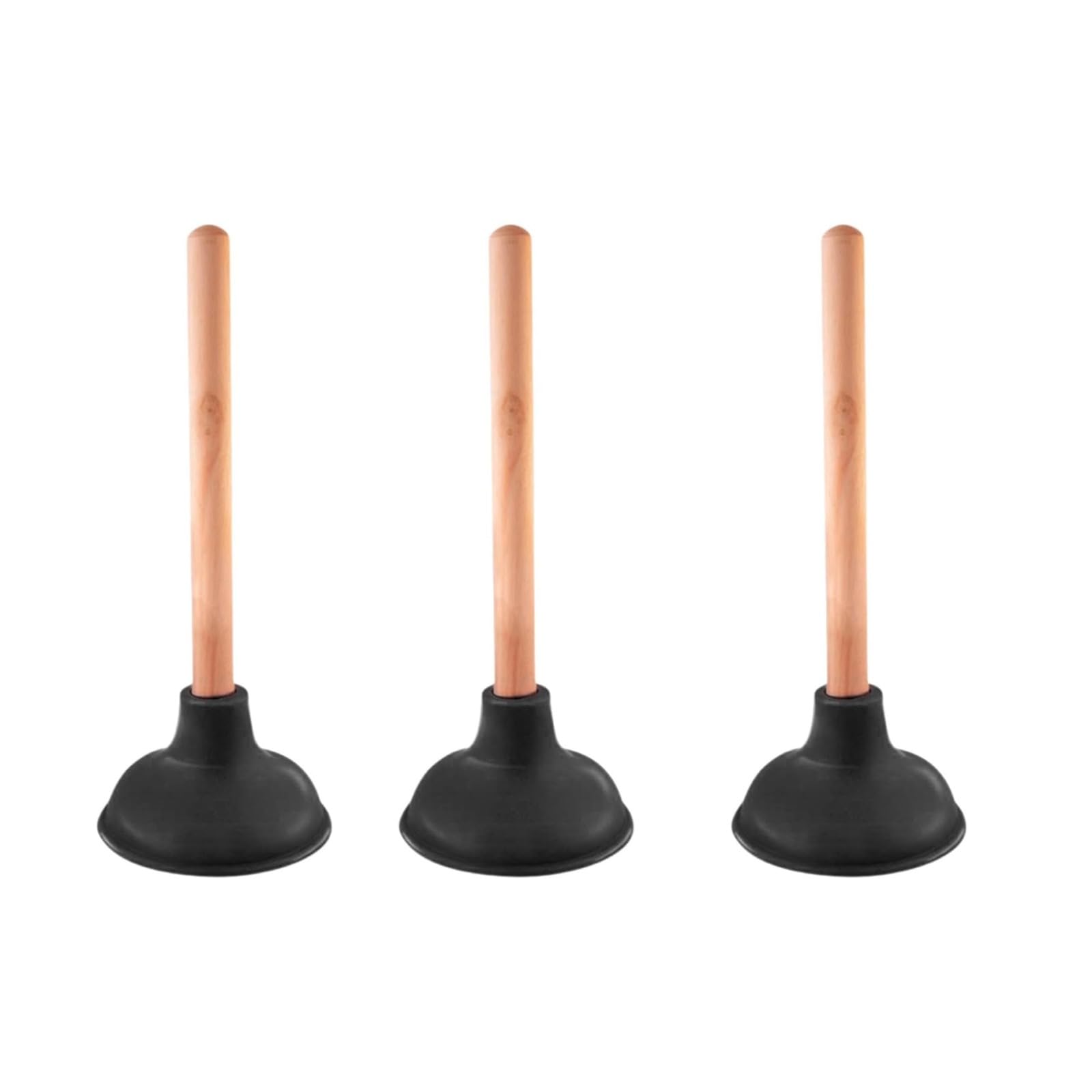 Ysamax 3Pcs Toilet Plunger With Wooden Handle, Unblocked, Clearing Blockages, Promoting Smoother Drainage, Ideal For Residential And Commercial Use, (3Pcs)