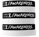 Inkstone (12-Pack) White Awareness Ribbon Silicone Wristbands - Fits Any Awareness Cause - Wholesale Bulk Pack of 12 Silicone Bracelets in Unisex Adult Size&hellip;