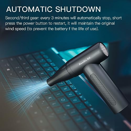 Image of Compressed air Duster, Mini 110000RPM Electric air Duster, Low Noise Cordless air Duster Replace Compressed Air Can, 2 Hours MAX Usage time air Blower for Keyboards, Computers, Offices, etc.