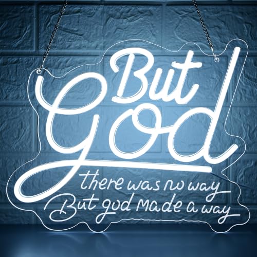 Image of But God Neon Sign for Wall Decor But God LED Light for Man Cave | Dimmable led, inspirational wall art, faith home decor, spiritual ornament, gift for faith enthusiasts, size 13.8*12.3 in