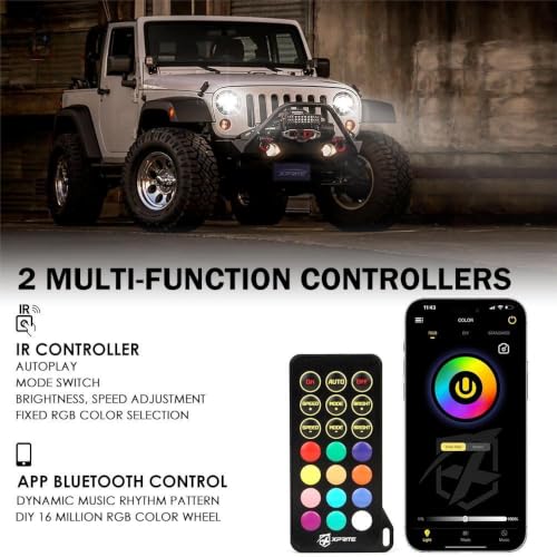 Image of Multi-Color 7 inch LED Headlights Compatible with 2007-2018 Jeep Wrangler JK