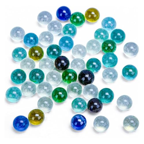 POPLAY 50 PCS Beautiful Player Marbles Bulk for Marble Games Multiple Colors(1 Whistle for Free)