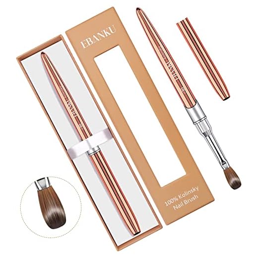 EBANKU Pincel acrílico para uñas, 100 % puro, pinceles acrílicos Kolinsky, tamaño 10, pincel para pintar uñas para aplicación acrílica, dorado pincel profesional para uñas para mujeres (#10)