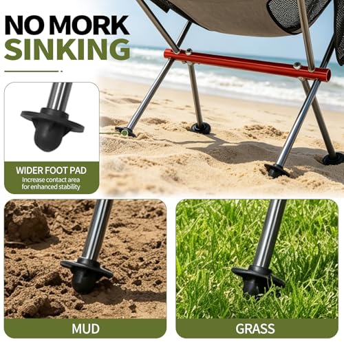 SHALLWE Silla de Camping Plegable para Adultos, Marco de Aluminio, Respaldo Alto con Almohada, Bolsa de Transporte, Color Verde miniatura 6