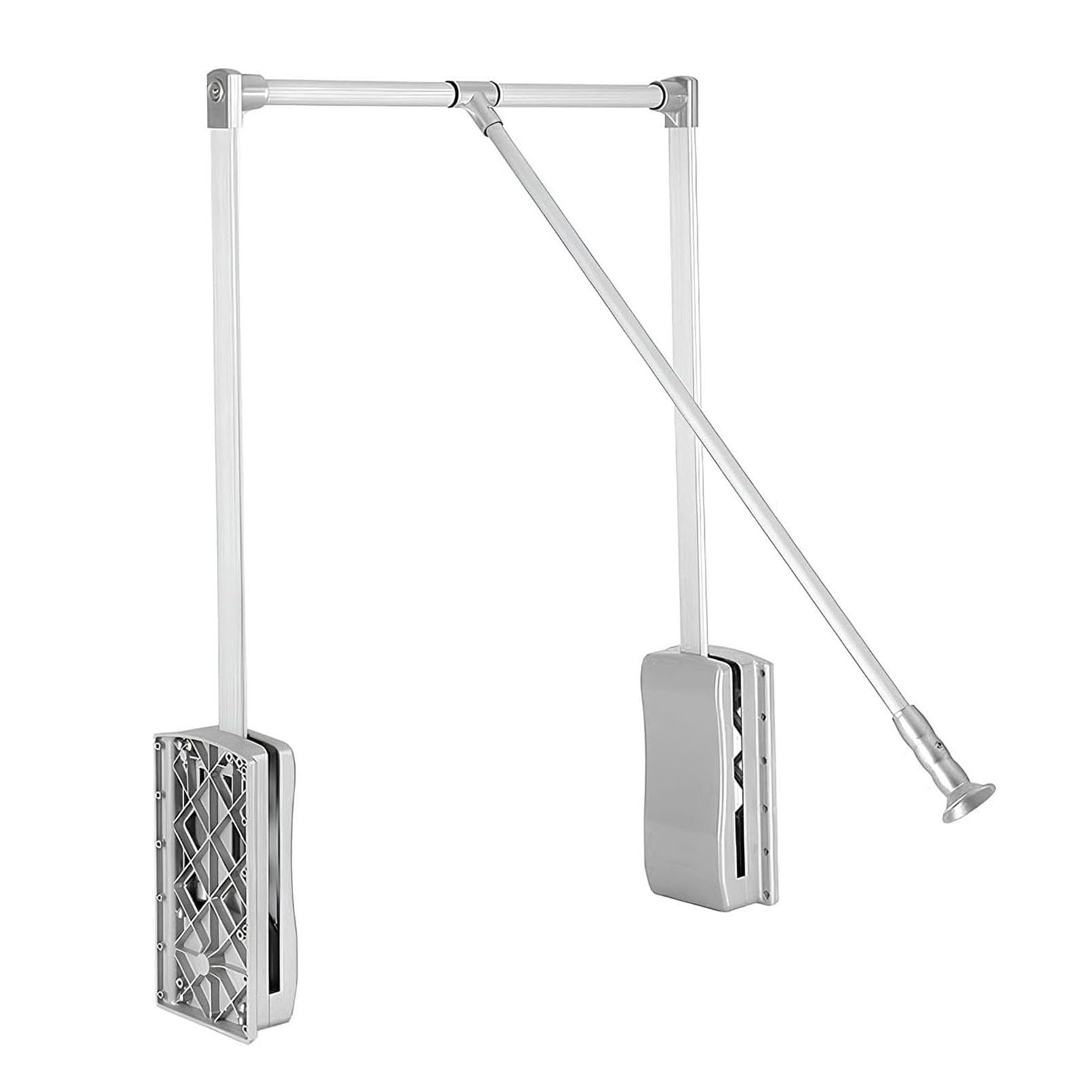 GTHTUHFD Adjustable Pull Down Closet Rod, Heavy Duty Side Mounted For Kitchen And Bedroom Cabinets, 33 Lbs Load Capacity, Two-Way Buffering, Adjustable Width Silver-700x930mm