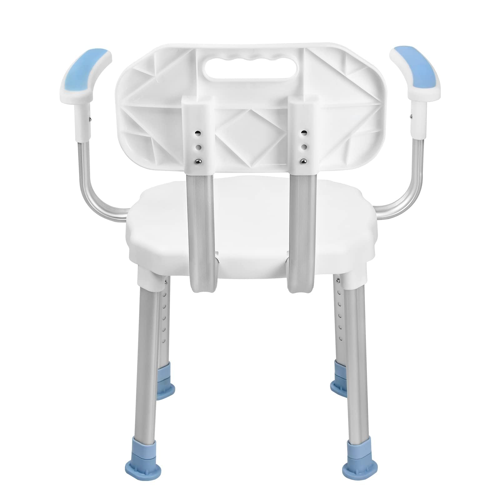 LARS360 Taburete de ducha con respaldo y reposabrazos, altura regulable, silla de ducha antideslizante, de aluminio y plástico, para personas mayores de hasta 150 kg