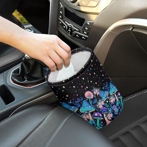 Image of Colorful Mushroom Car Rubbish Bag Hanging Can Reusable Compact Rubbish Holder Mini Car Organizer for Car Garbage, Easy to Install