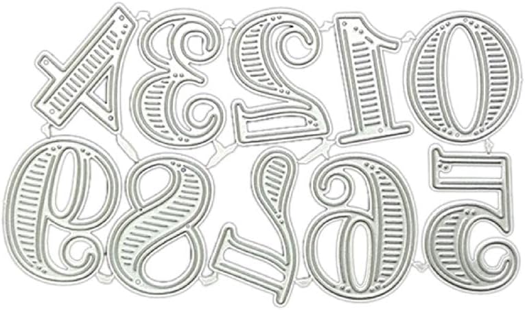 0-9 Stripe Numbers Metal Cutting Dies Stencil DIY Scrapbooking Embossing Tool Die Cuts Paper Card Album Template Mold Metal Cutting Dies for Cards