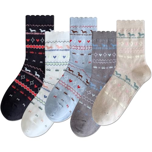 Image of IIG 5 Pairs Womens Novelty Cute Crew Socks Colorful Funny Ankle Socks Gifts for Womens Socks