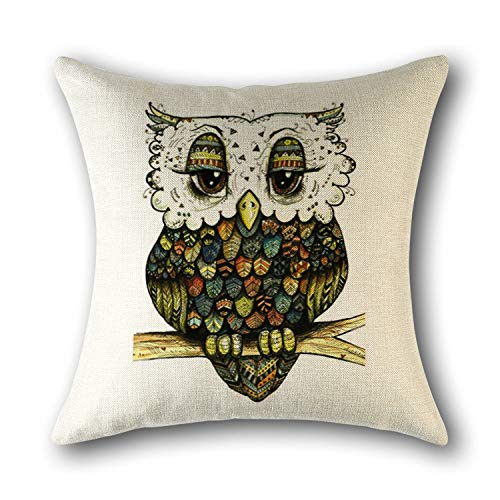 Taie Carrée Blue Owl Tree Linge De Maison Décoration Mignon Coussin Imprimé Convient pour Canapé Chambre Salon Coque De Protection Voiture,2 Couleur Cover