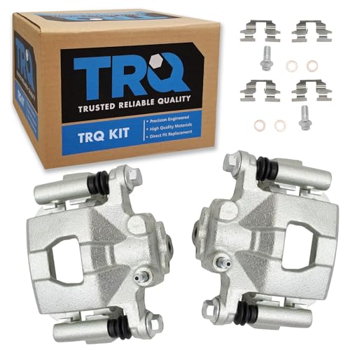 Image of TRQ Rear Driver and Passenger Side Brake Caliper Set Caliper Brackets Hardware Compatible with 02-22 Nissan Altima 03-22 Nissan Maxima