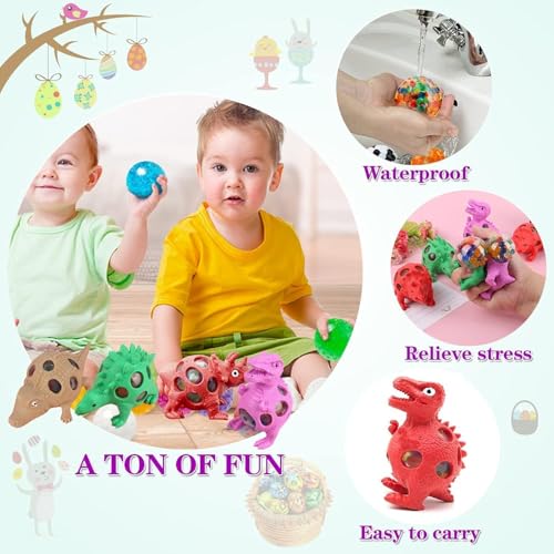 Image of Funny Dragon Pinch Toy - Pack of 2 - Squishy Dinosaur with Pop-Out Eyes | Stress Relief Squeeze Toy for Kids & Adults (Multicolor)