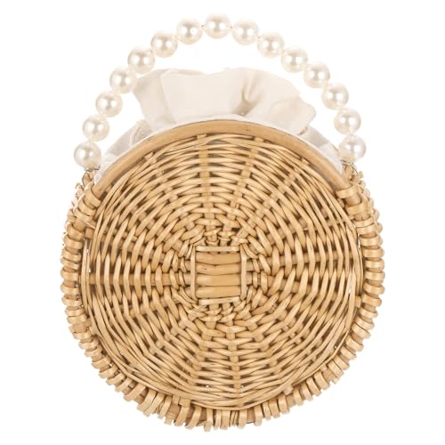 Sac en paille robuste anti-déformation sac rond en rotin d'été