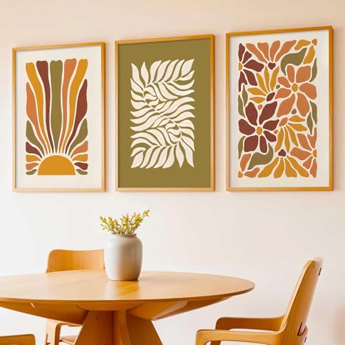 Image of kotart Boho Painting Wall Art Home Decoration Paintings With Frame For Living Room Bed Room Hotel Wall Decor Digital Reprint Set of 3 (19X25 inch)