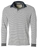  Signum Herren Langarm Poloshirt Pikee Streifen Grau M
