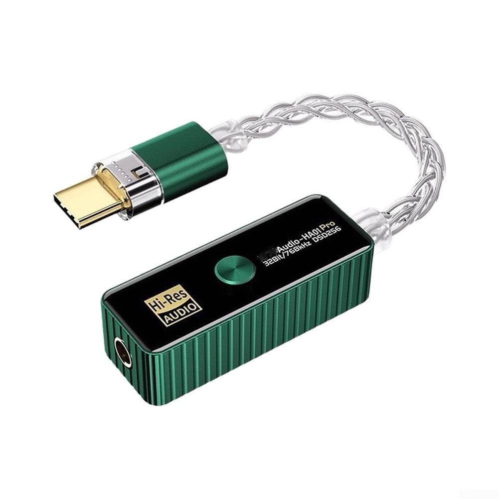 Audio-Decoder, tragbare HiFi-Kopfhörer mit Typ-C auf 3,5-mm-Ausgang, 384 kHz DSD256 für alle Geräte (grünes Upgrade)
