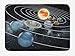 Tapis de Bain Galaxy, système Solaire Les 8 planètes et Le Soleil Pluton Jupiter Mars Vénus Science-Fiction, Tapis de décoration de Salle de Bain en Peluche avec Support antidérapant, Noir Gris