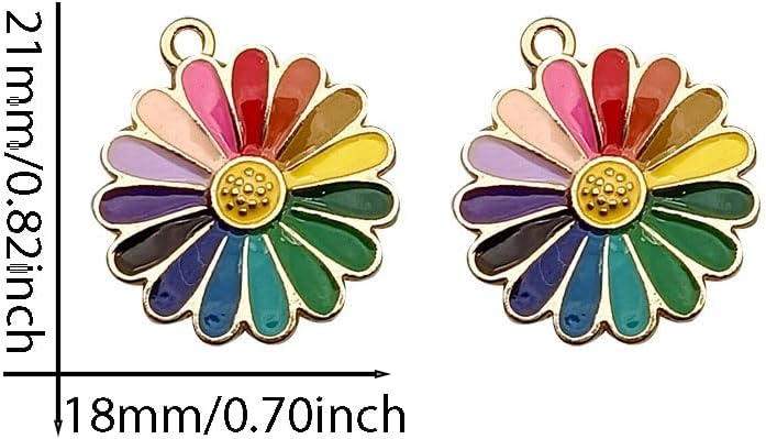 Alloy Enamel Daisy Charms 20 Pcs Chrysanthemum Flower Golden Plated Tiny Pendant Bulk for Jewellery Making and DIY Crafts - Image 2