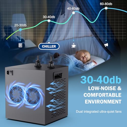 VEMOKO Aquarium Chiller 79 GAL - Water Chiller for Aquarium 1/3 HP Energy Efficient Fish Tank Water Chiller for Axolotl, Coral, Jellyfish, Freshwater & Saltwater Quiet Cold Plunge Chiller 300L