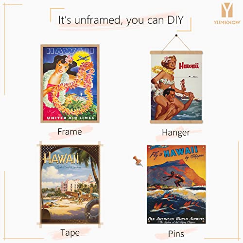 Vintage Hawaii Wall Art Decor - Beach Aesthetic Room Decor - Tropical Pictures - Travel Poster - Retro Surfing Wall Art - Hawaiian Prints - 50S 60S Themed Art Set - Summer Salt Poster, Tiki Bar Décor #TOP6