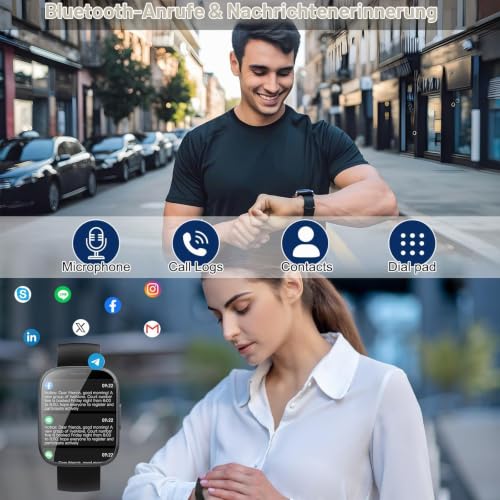 Smartwatch Herren Damen, 1,95' HD Fitnessuhr Damen mit Telefonfunktion, Smart Watch 112+ Sportmodi...